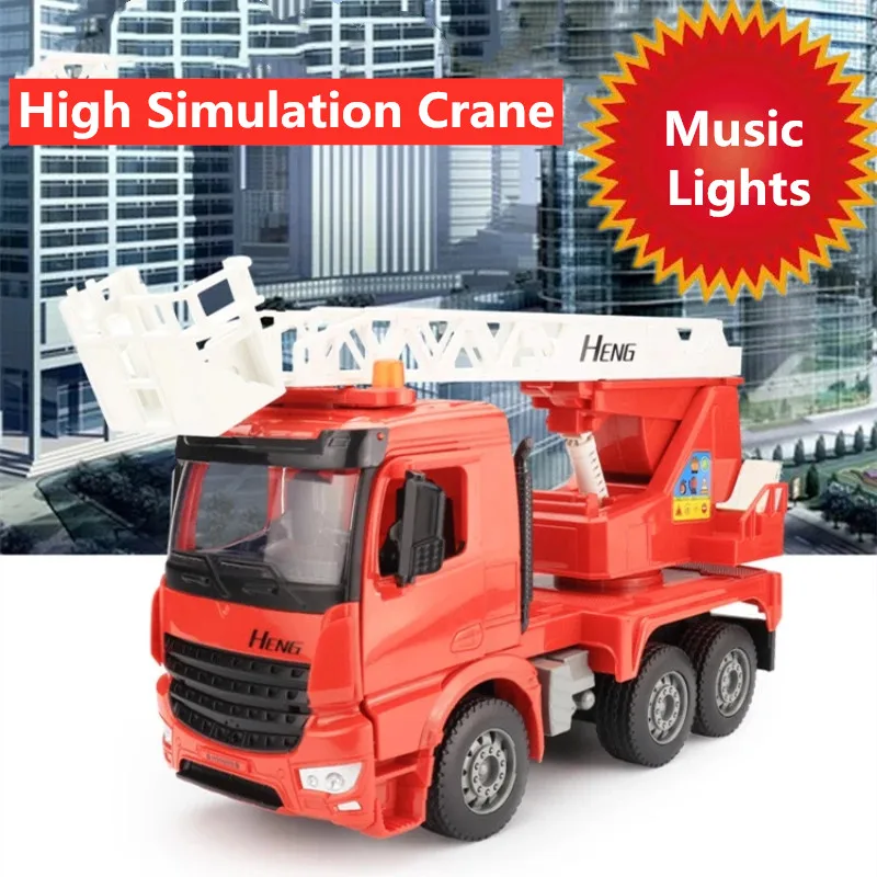 

Electronic Crane Vehicle Toy With Music Flash Light Sound 360 Degree Rotation Effect Engineering Car Ladder Rescue Truck Gifts