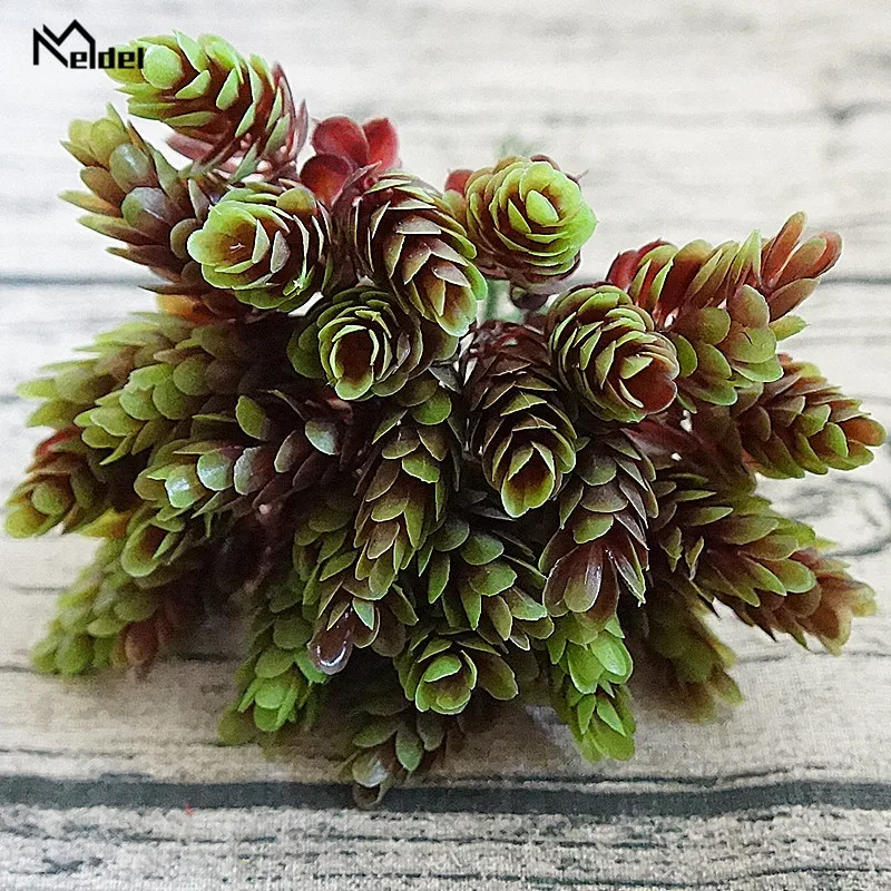 Meldel Artificial Pineapple Grass Fake Plastic Green Grass 6 Branches DIY Plants Arrangements Wedding Decoration Plants 30 Heads