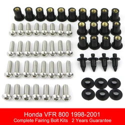 Fit For Honda VFR800 1998 1999 2000 2001 Motorcycle Complete Full Fairing Bolts Kit Stainless Steel Fairing Clips Nuts