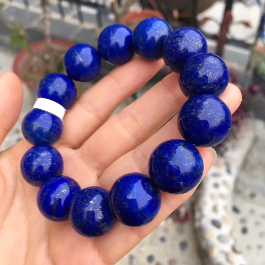 

Natural Lapis Lazuli Royal Blue Gemstone Women Men Bracelet 17.2mm Round Beads Men Lapis Lazuli Stone AAAAA