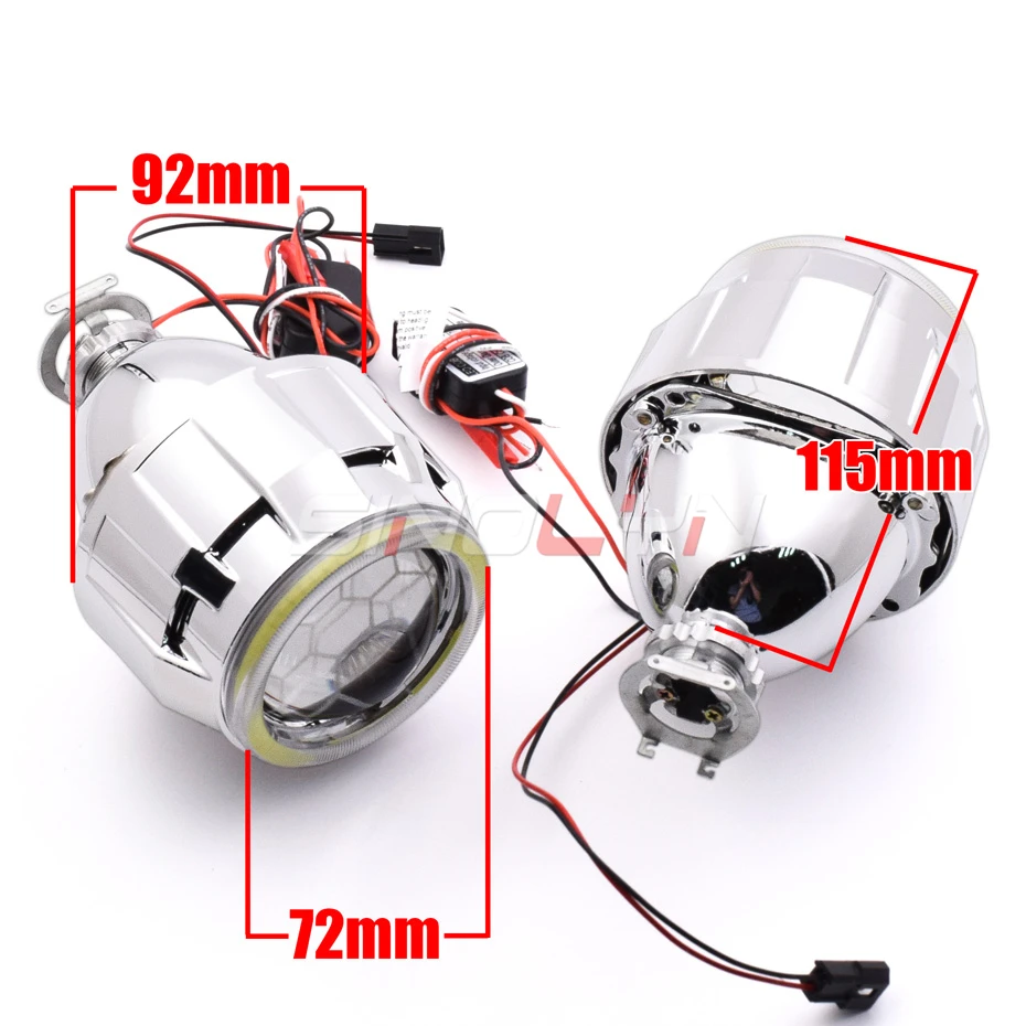 Sinolyn Bi Xenon Headlight Lenses 2.5 Angel Eyes Honeycomb For H4/H7 Car Headlight With LED Devil Eyes DRL Tuning H1 WST Lens