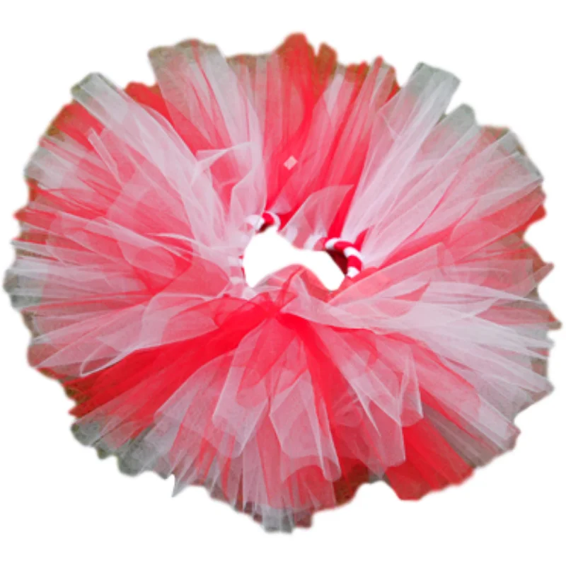 Tutu Skirt Red White Color Girls Christmas Holiday Party Costume Tutu Skirt Nylon Tulle Ballet Fluffy Santa Tutu Skirt Kids Wear
