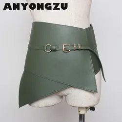 Coat Corsets Waistband Belts decoration wide belt Women's runway fashion pu leather elastic Cummerbunds female Dress Asymmetric