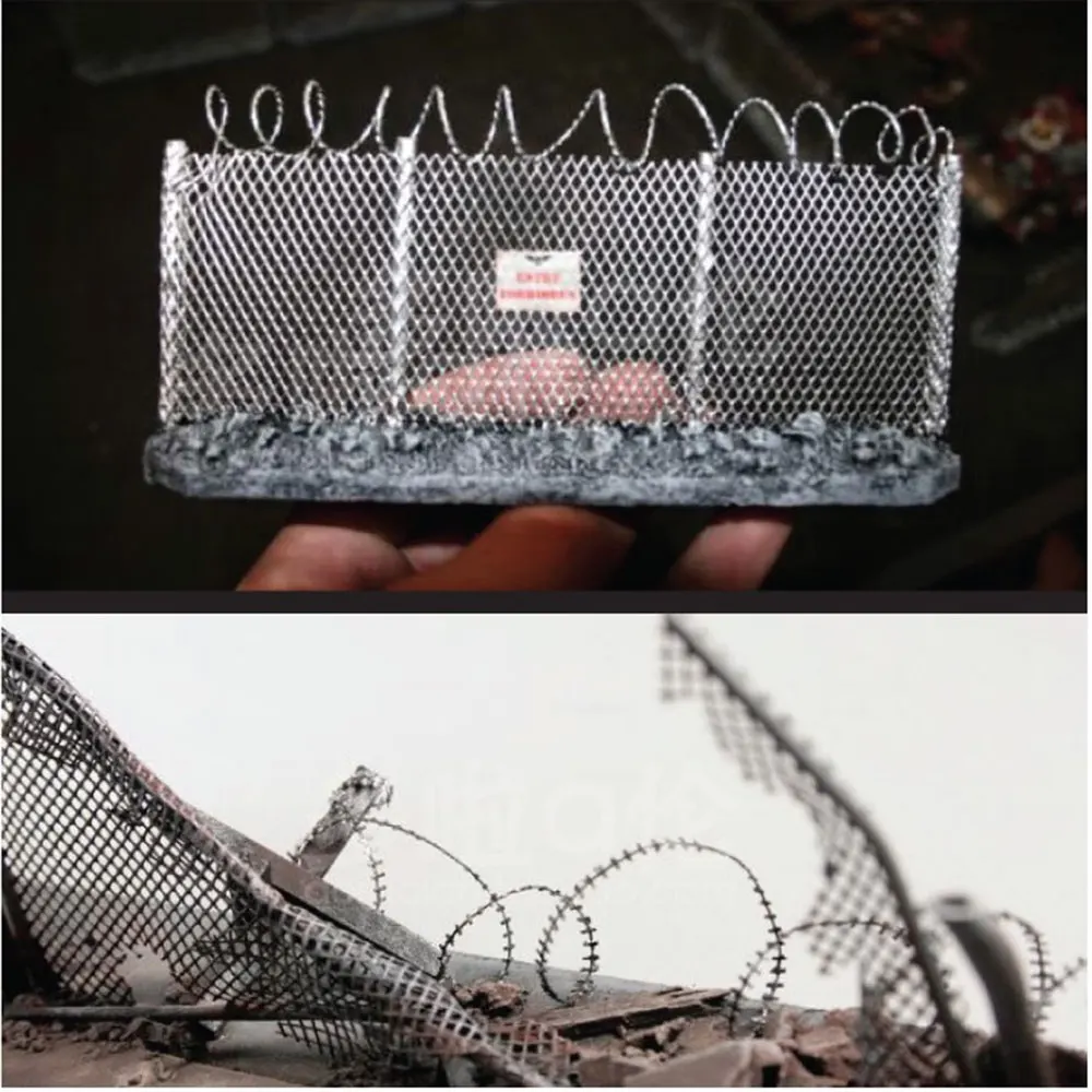 Diy Metal Mesh 10*24cm HO Railway Train Barbed Wire Fence Tank Model Filter Mesh Military Scene for Model Making/Diorama 1pc