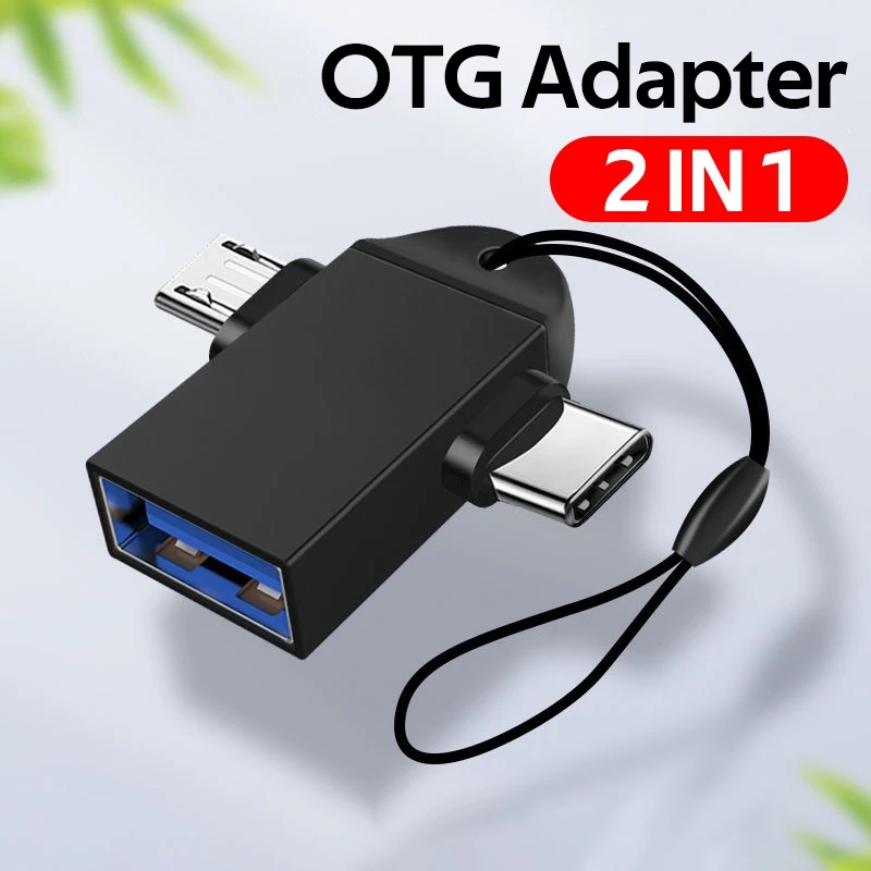 Universal 2 in 1 OTG Adapter USB 3.0 Female To Micro USB Male and USB C Male Connector Aluminum Alloy on The Go OTG Converter