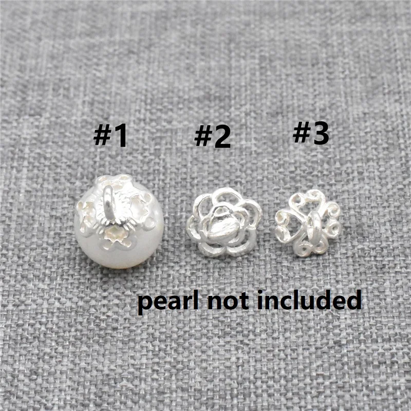 

12pcs of 925 Sterling Silver Flower Cup and Peg Drops for Half Drilled Pearl Bead