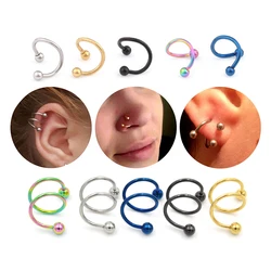 1 Piece Punk Stainless Steel Spiral Twister Barbell Earring Screw Ball Piercing Ear Cartilage Helix Rings ear cuff chain Jewelry