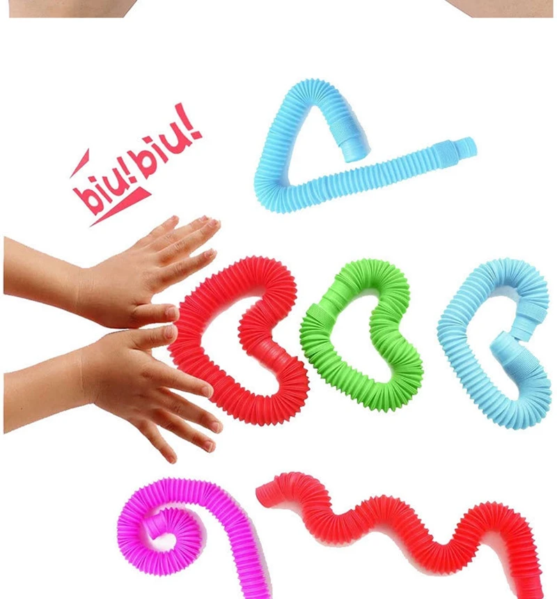 Mini Pop Tubes Sensory Fidget Toy Stress Relieve Kid Autism Anti Stress Twist Tube Plastic Bellows Children Squeeze Toy