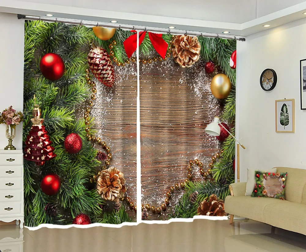 Christmas Style Luxury Blackout 3D Window Curtain for Living Room Kids Bedroom Drapes  Customized Size