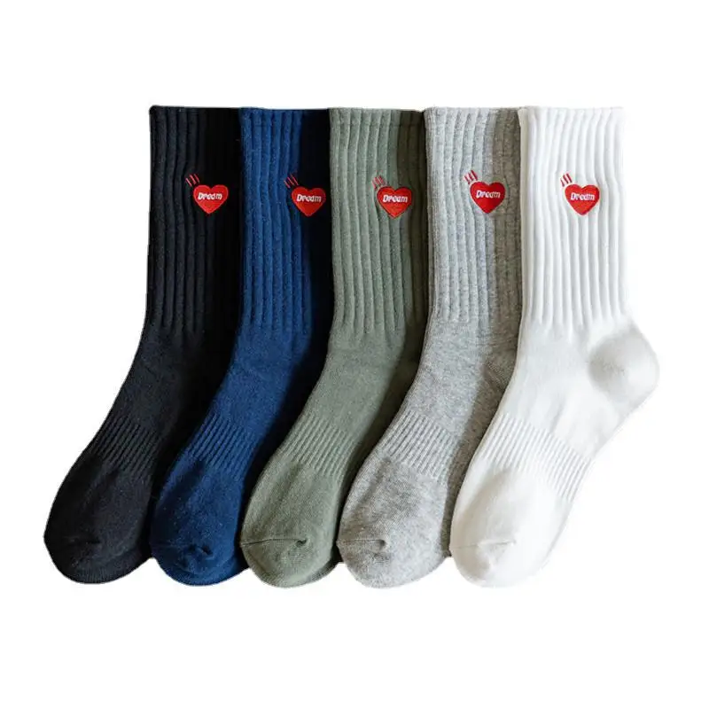 2022 Love Heart Men Wommen Fashion Korea Style T-shirt Cupid Human Red Made Skateboard Cotton Crew Street Fashion Socks