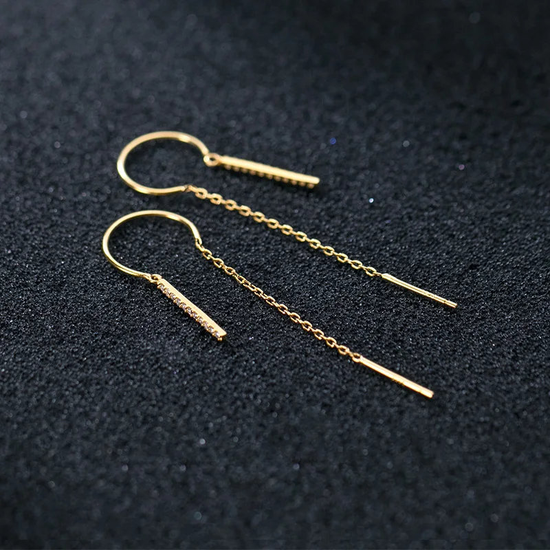 La Monada-pendientes colgantes de plata 925 para mujer, diseño C, pendientes largos coreanos, joyería femenina minimalista