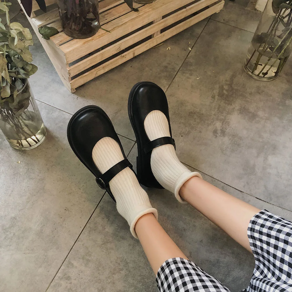 Frühling Herbst braune Lederschuhe Studentinnen College-Stil JK Uniform Schuhe Schnalle süße Mädchen japanische Retro Mary Jane Schuh