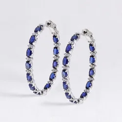 Huitan New Arrival Fashion Women Hoop Earring Dazzling Blue/White Cubic Zircon Elegant Female Accessories Gifts Earrings Jewelry