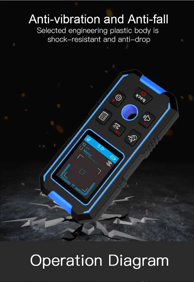Noyafa NF-518 Metall detektor hinter leuchtet schwarz AC Holz Bolzen Finder Kabel Drähte Tiefe Tracker underground Wand scanner LCD HD-Display – Detail 11