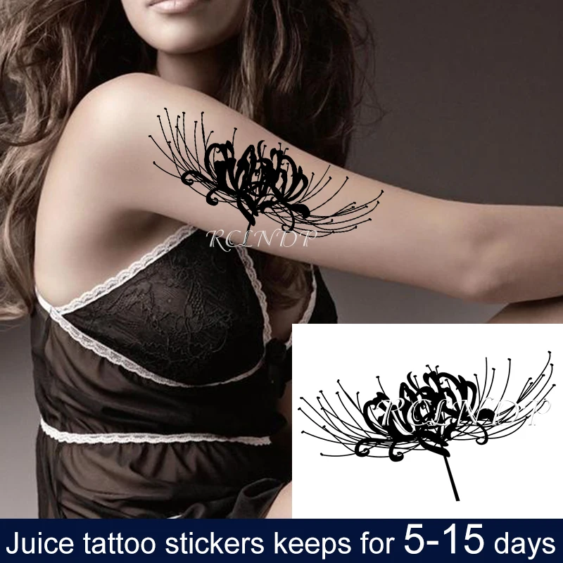 Waterproof Temporary Juice Ink Tattoo Sticker Equinox Flower Plant Personality Fruit Gel Long Lasting Fake Tatto for Men Women