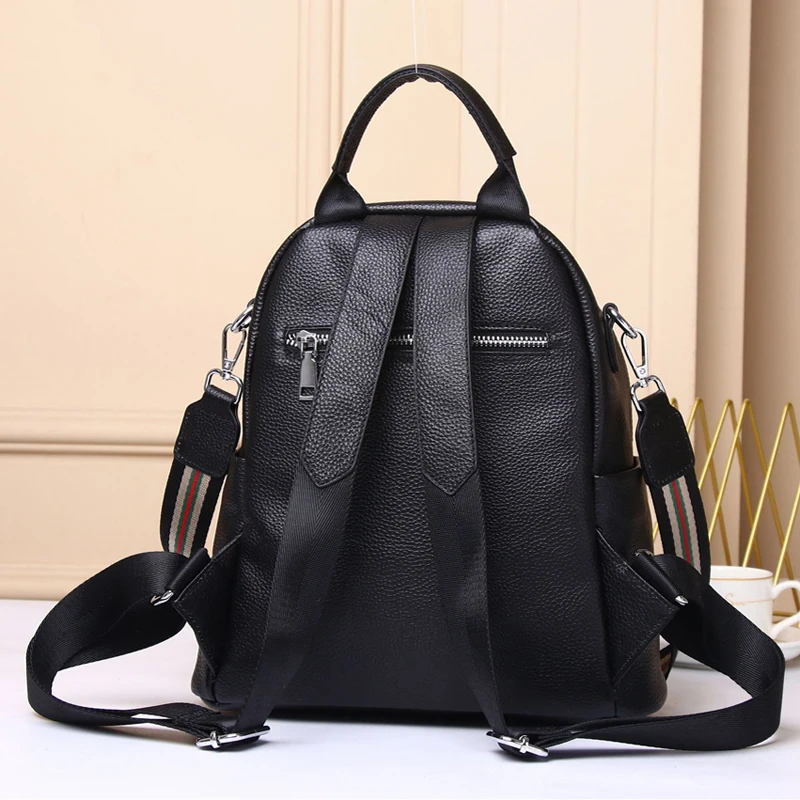 Women\'s Leather backpack high capacity Real cowhide backpack female bag High Quality Genuine Leather Bag student bag schoolbag