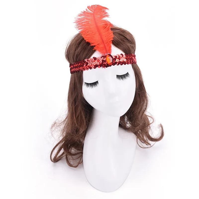 Feather Headbands Flapper Sequin Charleston Dress Accessories Costume Hairband Headpiece Women Ladies Fashion Party Jewelry