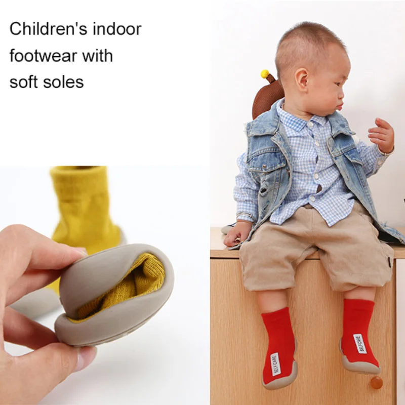 เด็กแรกรองเท้าเด็กทารกเด็กผู้หญิงเด็กยางนุ่ม Sole Baby First Walkers รองเท้าถัก Booties Anti-ลื่น