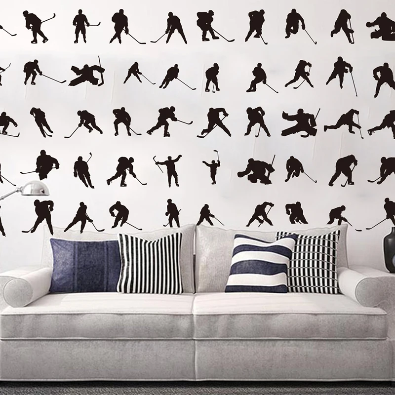 

Cute Ice Hockey Player Wall Sticker Boy Room Classroom Hockey Sport Wall Decal Bedroom Vinyl Home Decor