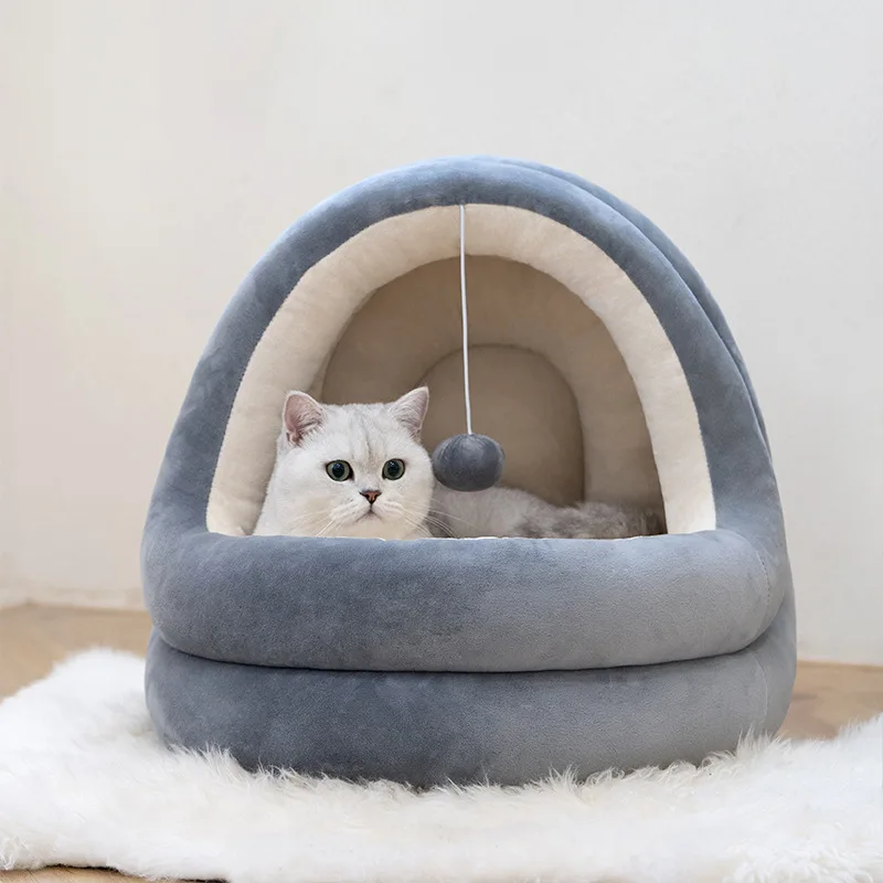 2020 New Pet Bed Cat Dog Winter Warm Sleeping House Washable Dog Kennel Cat Bed Kennel Nest Foldable Puppy Cushion Mat Pad House