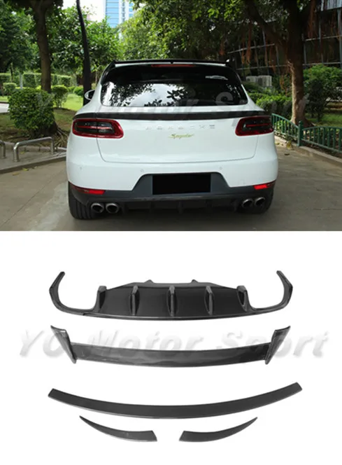 Car Accessories Carbon Fiber Body Kit 5pcs Fit For 2014-2016 Macan Roof Spoiler Rear Wing Rear Diffuser Lip