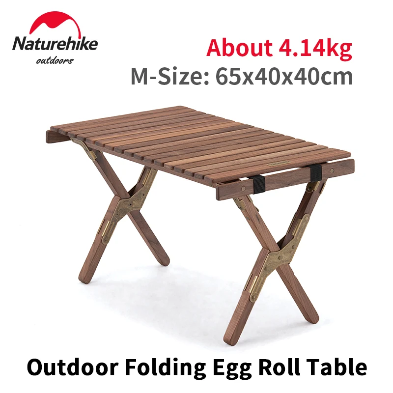 Naturehike Camping Solid Wood Omelet Table Portable Outdoor Travel Folding Table Fas Black Walnut Wood Picnics Furniture 2 Sizes