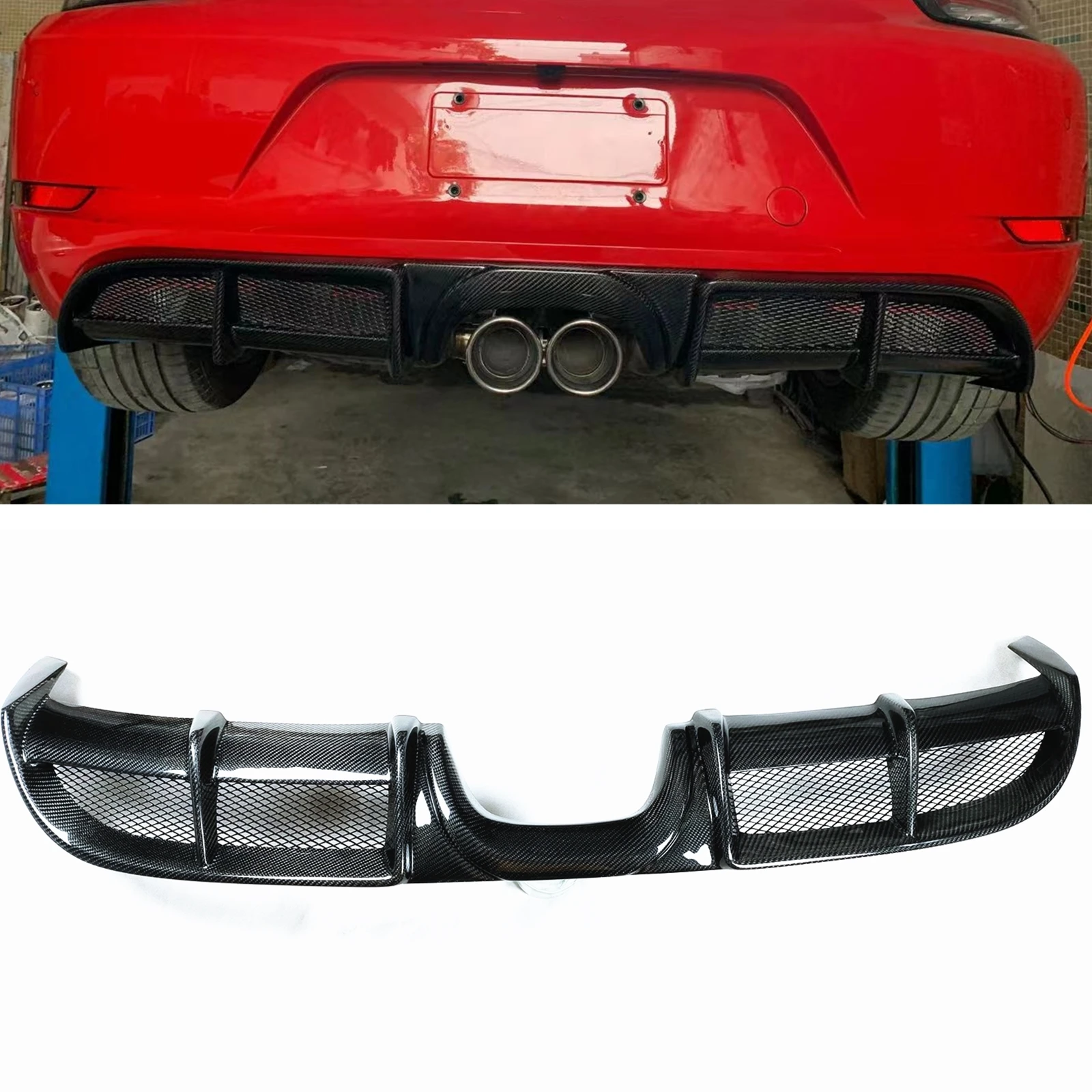 Rear Bumper Diffuser Lip For Porsche 718 Boxster Cayman 2016-2019 Real Carbon Fiber Car Exhaust Spoiler Plate Boot Splitter Chin