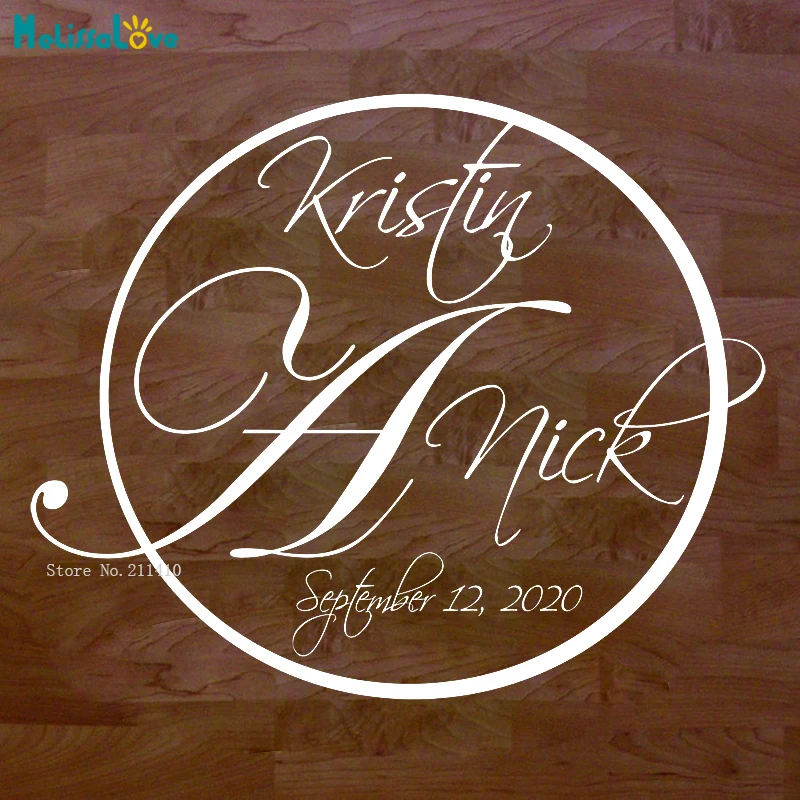 Large Size Personalized Wedding Name And Date Monogram Dance Floor Vinyl Decal Celebration Sticker YT5816