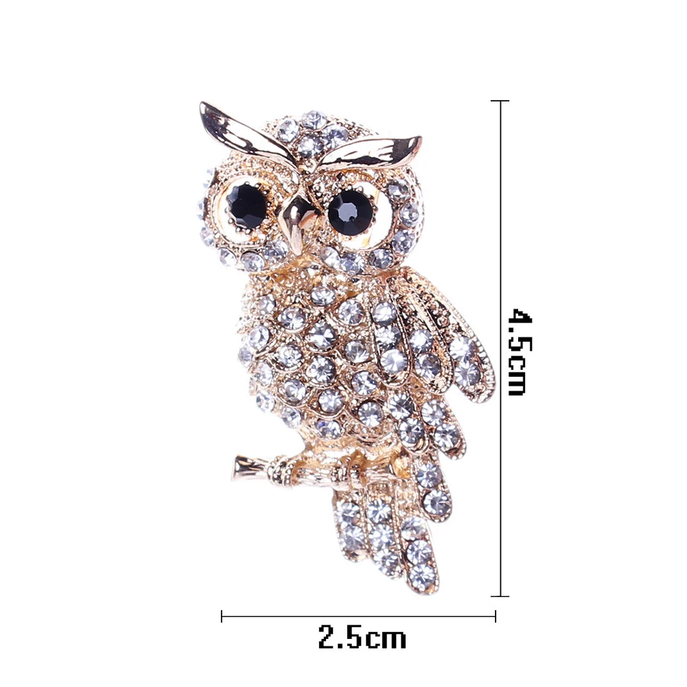 Fashion Delicate Owl Brooches Korean Trendy Zinc Alloy Imitation Rhinestone Blue Brooch Badge Pin Women Gifts Accessories