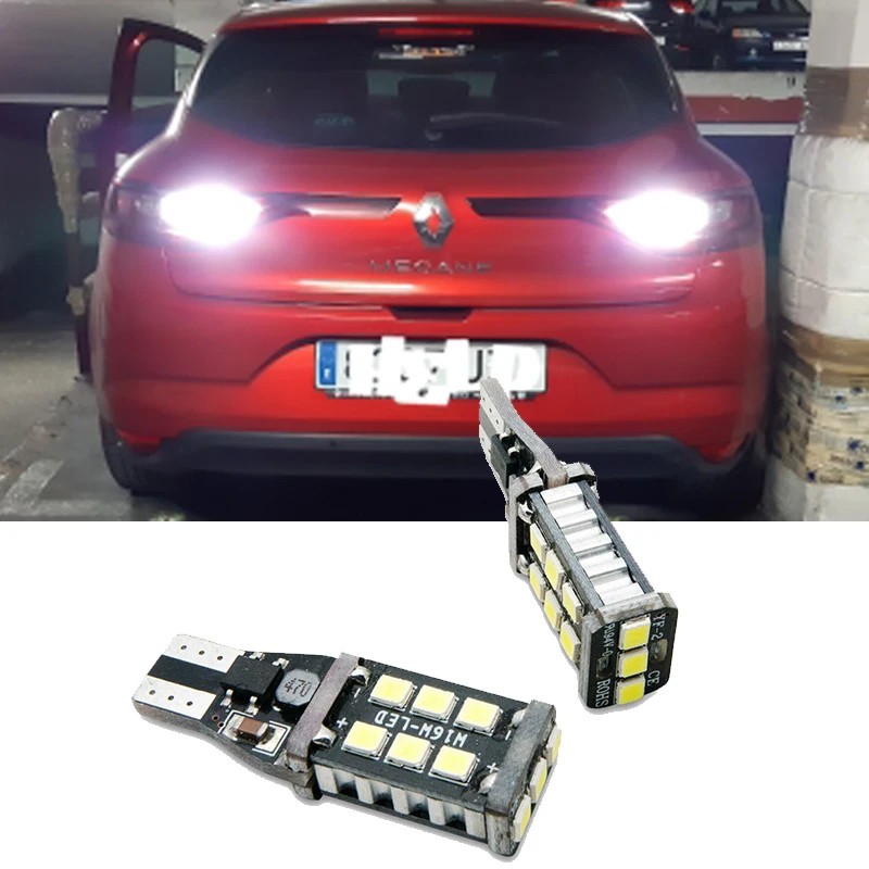 2pcs 921 912 W16W T15 LED  Error Free Bulbs Car Backup Reverse Light For Renault Duster Megane 2 3 Logan Clio 4 Captur Scenic