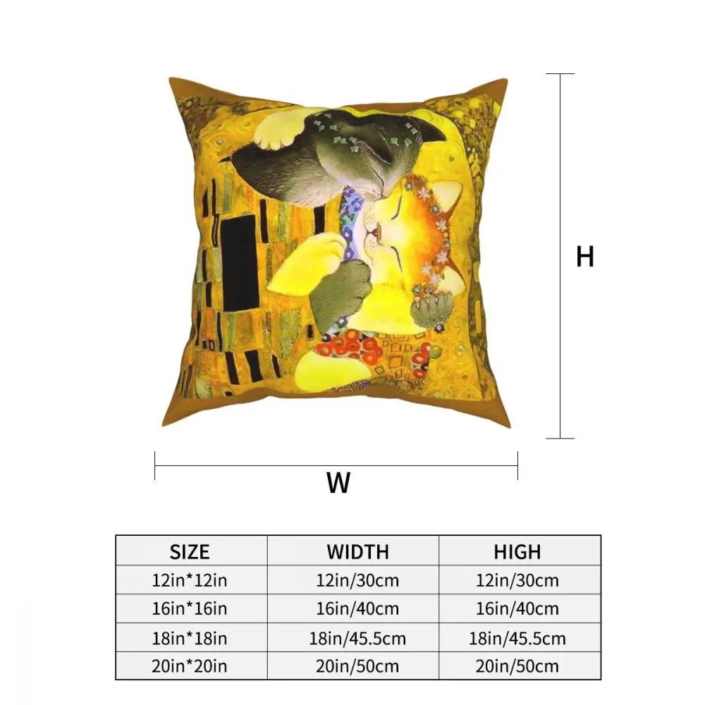 Pet Cat The Kiss Throw Pillow Cover Decorative Pillow Gustav Klimt Art Vintage Cushion Covers