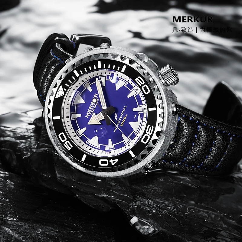 MERKUR OCEANMASTER 1000M 47MM MONOBLOCK TUNA Original Design Sapphire Ceramic Bezel NH35 Automatic Vinatg Homage Dive Men Watch