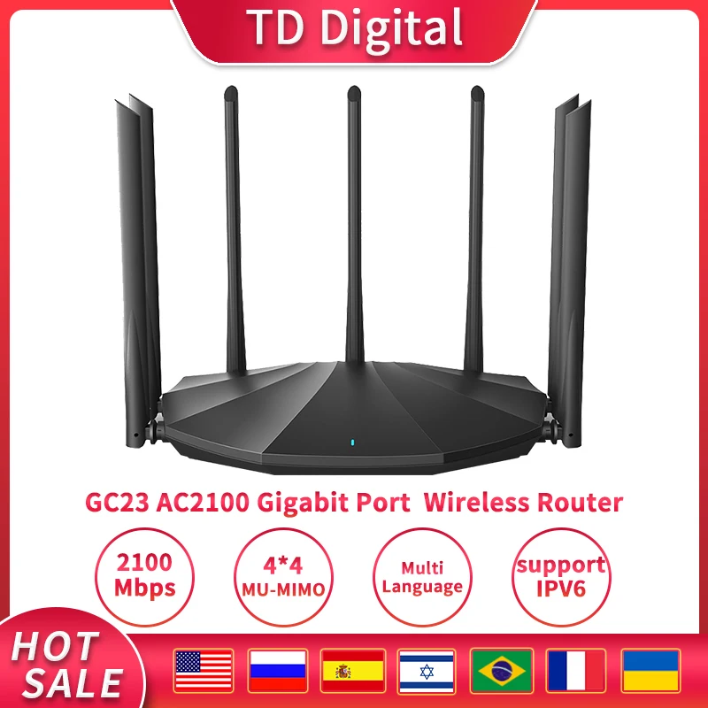Imagem -01 - Roteador Wi-fi Dual-dand sem Fio Repetidor Gigabit 6bi Antenas de Alto Ganho Repetidor Wifi com Iptv Plug And Play Gc23 Ac2100