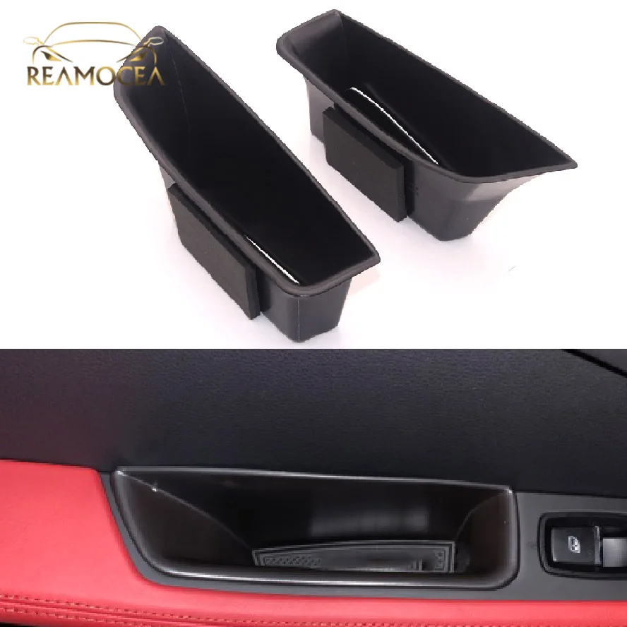 Reamocea 2x Rear Door Holder Armrest Storage Box Container Tray Car Organizer Accessories Fit for Porsche Macan 2014 2015+