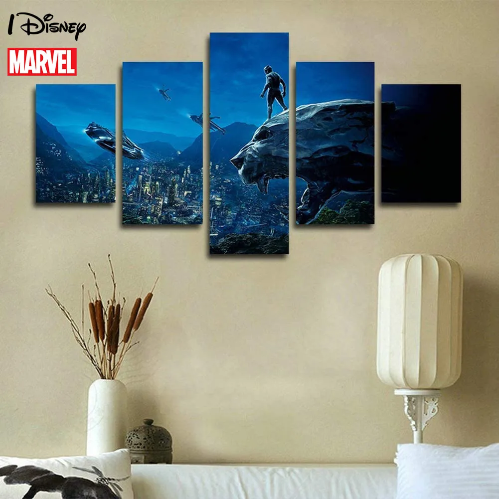 Disney Marvel Anime Avengers Panther Poster Painting Canvas Print On Wall Art Picture For Kids Living Room Home Decor