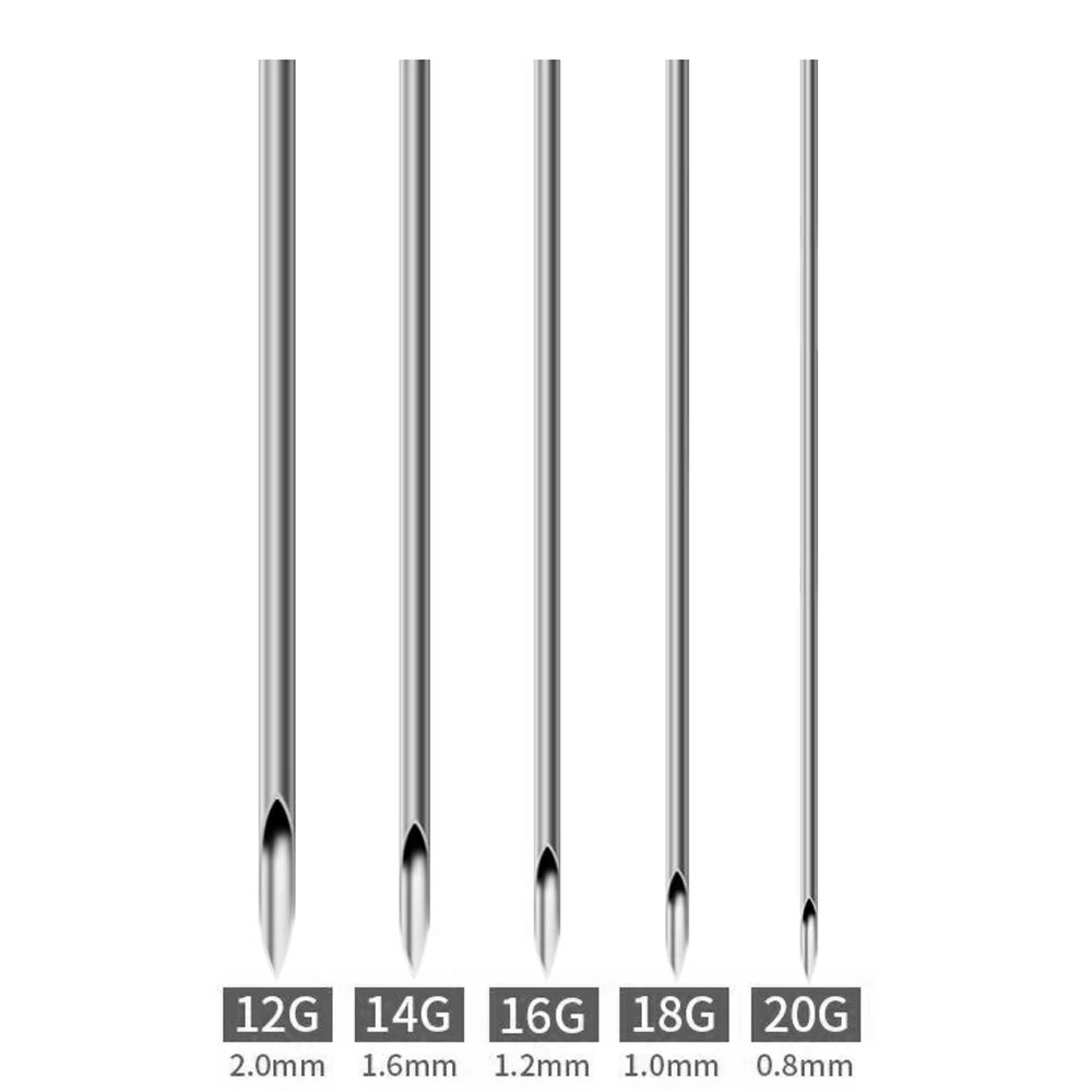 20/100Pcs Piercing Needles 12/14/16/18/20g 5Size Mix Needles Piercing Stainless Steel Body Hollow Needle for Ear Nose Piercing