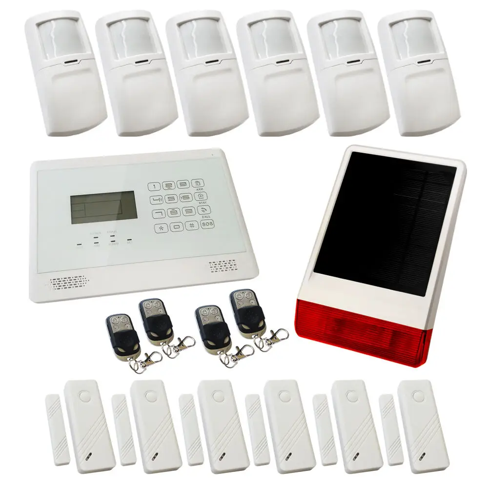 New Wireless & Wired GSM SMS Autodial Intruder Burglar House Alarm Solution with Solar Powered Siren Solar strobe siren