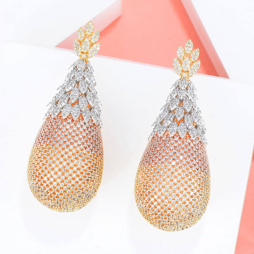 Kellybola Dubai Africa Gorgeous Full Cubic Zircon Hollow Ball Pendant Earrings Women's Wedding Banquet Anniversary High Quality