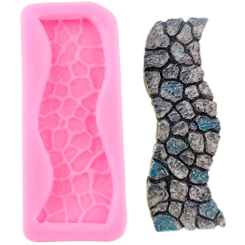 Fairy Garden Stone Path Silicone Mold Stone Texture Fondant Molds Baby Birthday Cake Decorating Tool Chocolate Candy Resin Mould