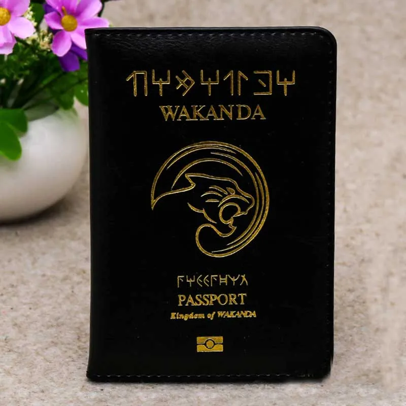 Fahion Wakanda Travel Accessories Gold Stamp Leopard Passport Holder PU Leather Travel Passport Cover Case Card ID Holders