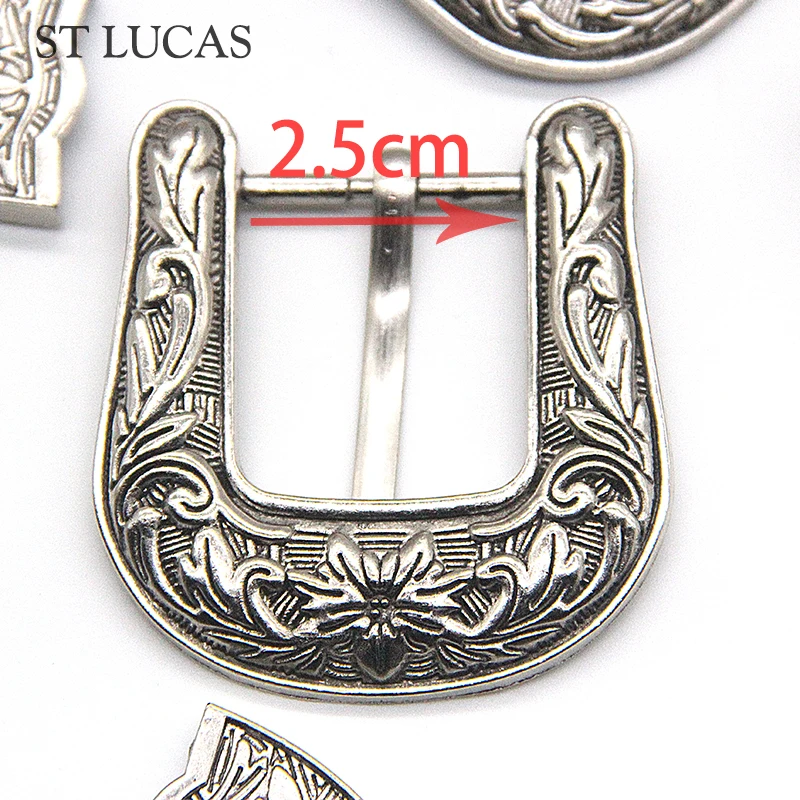 1 set 2.5CM vintage retro metal belt buckle for belt shoes bag DIY leather craft set antique silver color garment accessories