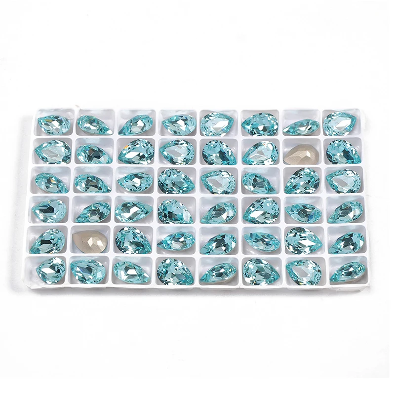 YANRUO 4320 All Sizes Aquamarine Drop Strass Craft Gems Point Back Teardrop Stones Glass Crystal Rhinestones On Clothes image 5
