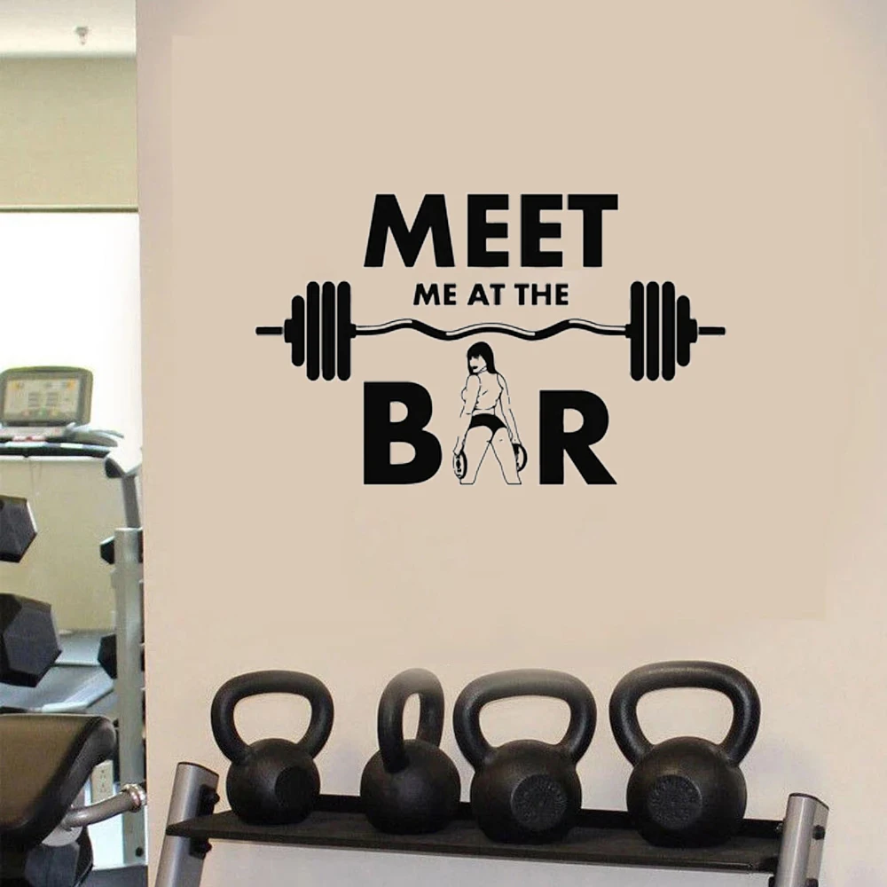 Home Décor Wall Art Vinyl Decal Sticker gym bodybuilder Meet me at the bar weight-lifting Wall Décor