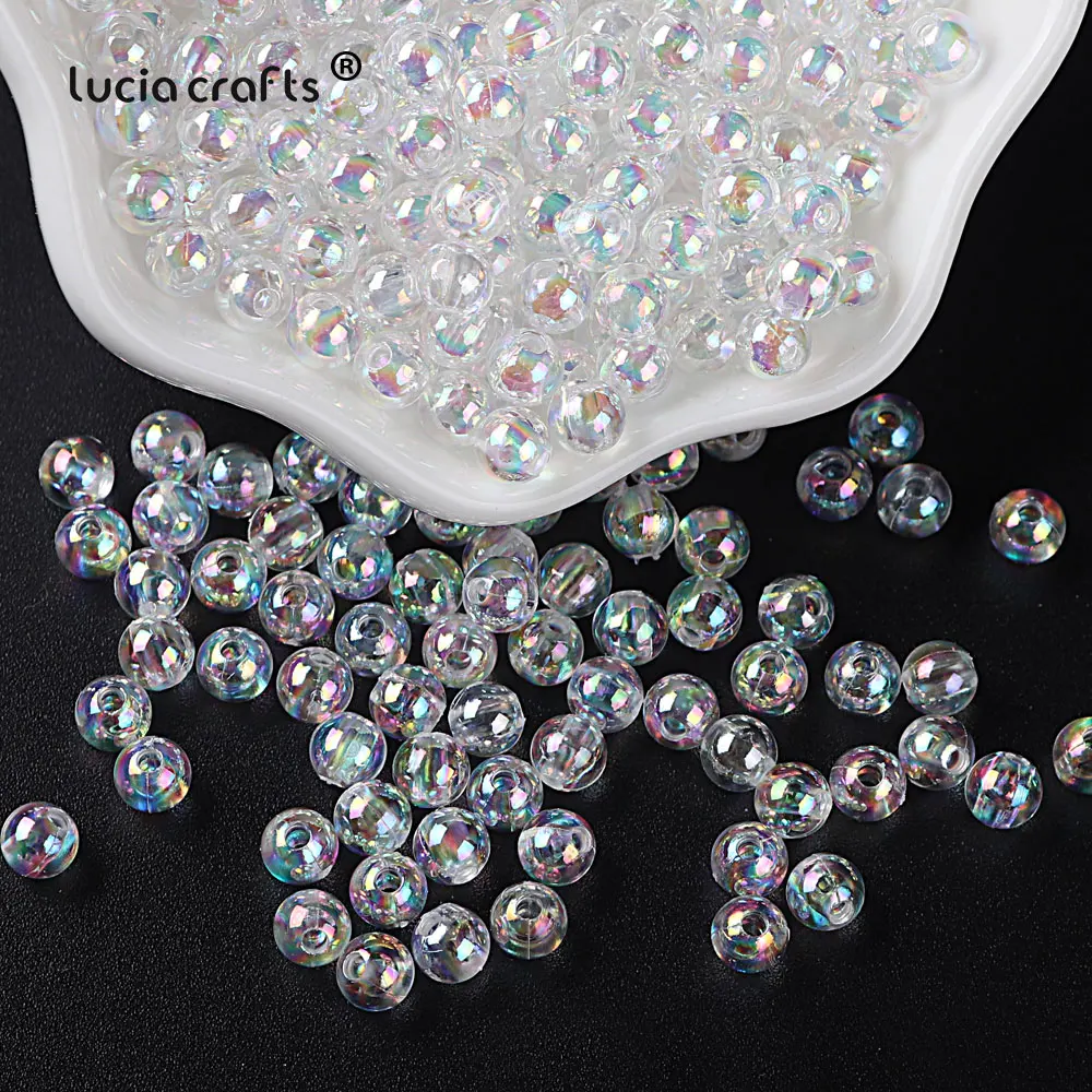 4/6/8/10/12mm AB Color Round Transparent Beads Spacer Bead For DIY Bracelet Necklace Crafts E1222