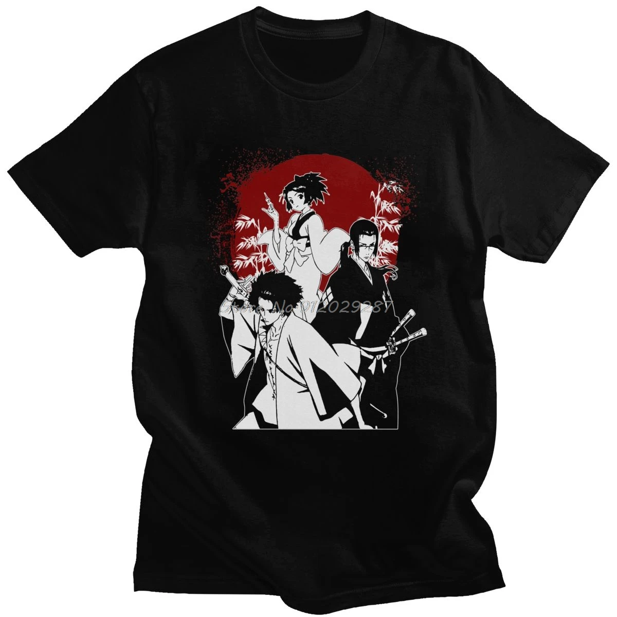 Samurai Champloo T Shirt For Men Cotton Awesome T-shirt Short Sleeve Japanese Manga Anime Tshirt Mugen Fuu Jin Tee Tops Clothing