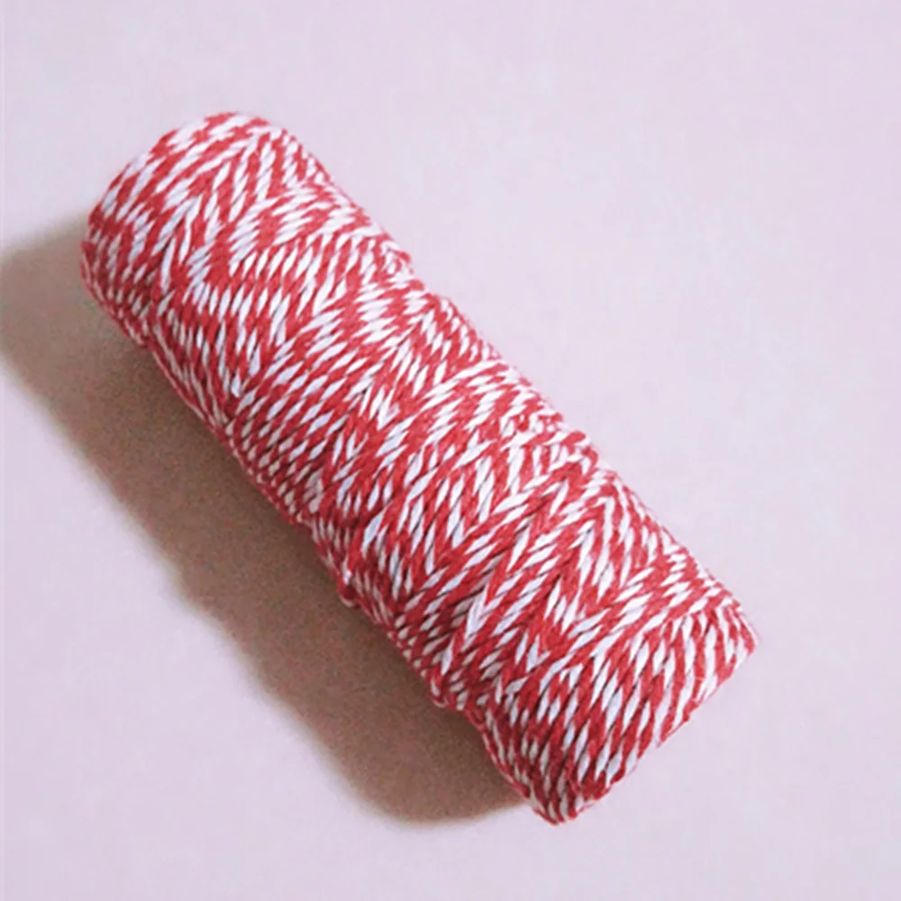 Two-Color Cotton Rope 50/100 Meters DIY Handmade Material Cotton Thread Christmas Decoration 2024