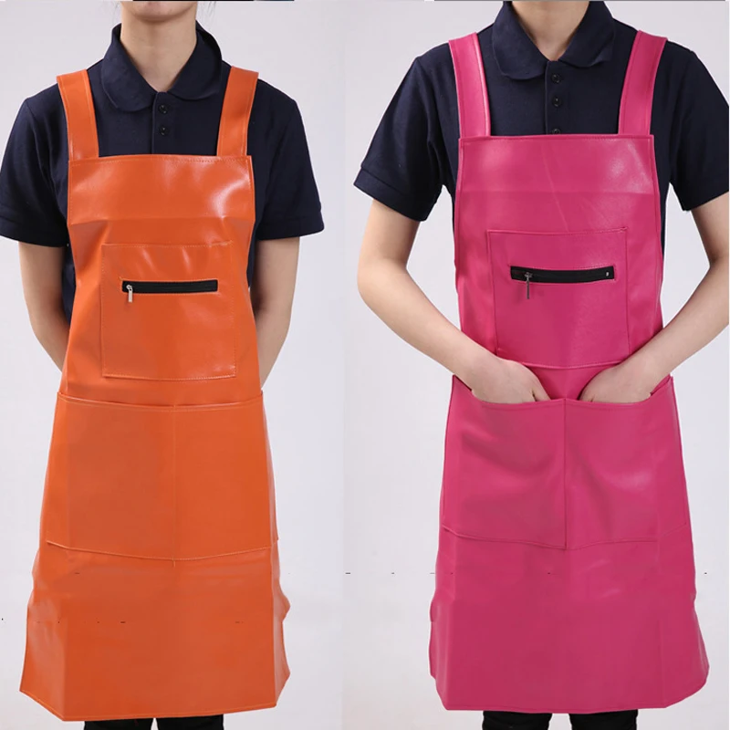 Restaurant Hotel Kitchen Dishwasher PU Apron Men Women Practical Anti-oil Pollution Aprons Belt H Shape