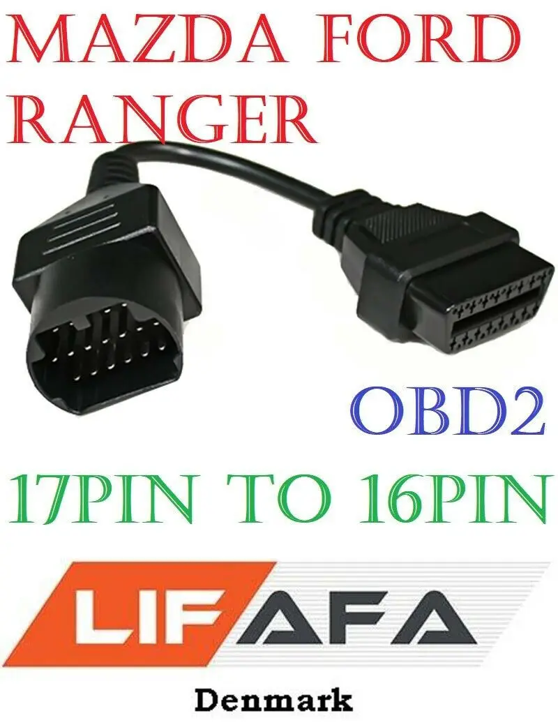 17pin To 16pin OBD ODB2 Code Scanner Diagnostic Cable Adaptor For Mazda Ford Ranger