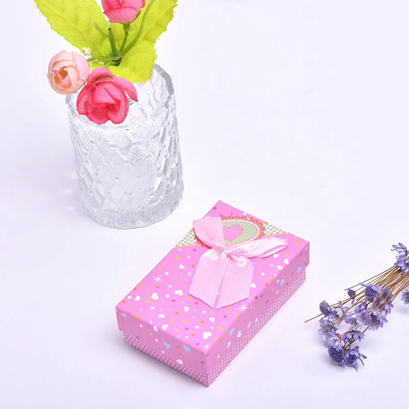 20Pcs Kraft Gift Box With Ribbon Bow Colorful Paper Box For Earring Necklace Rings Brooch Jewelry Packaging Dropshipping