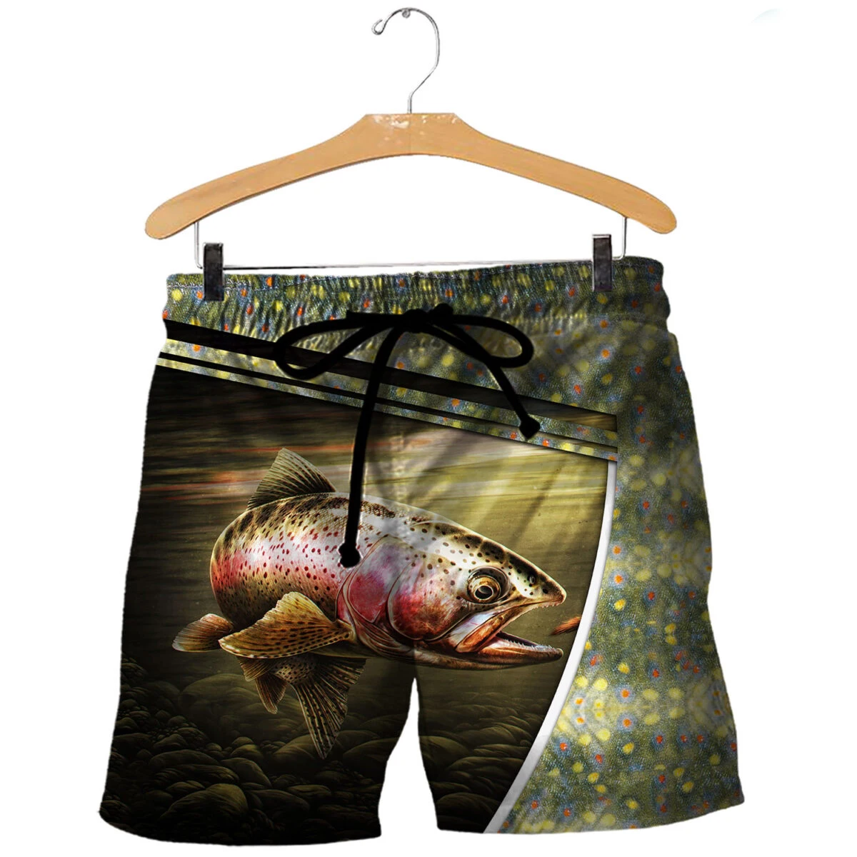 Celana Pendek Pria Gambar Cetak 3D Memancing Ikan Trout Keren Celana Pendek Longgar Pantai Musim Panas Streetwear Uniseks Celana Pendek Kasual Poliester SDM08